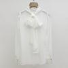 Nova Blusa de Chiffon Transparente com Gola Meia-Alta, Mangas Longas, Gola Cachecol, Pulôver Slim Feminino do Fabricante Xiaomeiniang