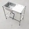 Cocina engrosada de acero inoxidable 304 fregadero encimera integrado de un solo seno con soporte lavavajillas lavabo lavabo para verduras lavadero no