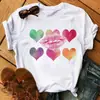 Comercio exterior wish ebay moda europea y americana labios rojos camiseta de manga corta con cuello redondo para mujer talla grande