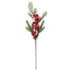 Amazon Ramo Navideño Bayas Rojas Artificiales Decoración de Agujas de Pino Arreglo Floral de Agujas de Pino Decoración de Atmósfera Festiva para el Hogar Flores Falsas