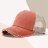 Gorra de Béisbol de Malla Lavada y Desgastada con Logo Personalizado, Gorra de Malla Transpirable para Sombrear en Verano, Sombrero Casual para Mujer con Protección Solar, Moderno