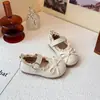 Sapatos de Princesa com Renda para Crianças 2026 Nova Coleção Primavera Verão Moda Feminina Versátil Casual Sapatos Mary Janes Pequenos Sapatos de Couro
