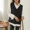 Colete Tricotado Retrô Gola V Estilo Coreano para Mulheres, Adequado para Usar por Cima no Outono, Estilo Solto e Casual, Suéter Sem Mangas, Top Colete
