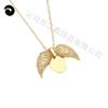 Collar con Colgante de Corazón con Alas Abatibles de Acero Inoxidable Electrochapado en Oro Real para Mujer, Personalizable con Texto, Cadena para Clavícula