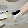 Calcetines Blancos Calcetines de Media Caña para Mujer Primavera y Verano Delgados ins Modernos Color Macaron Japonés Calcetines de Hielo Verano Calcetines Apilados