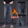 Jeans de algodão stretch de alta qualidade italiano para homens, calças finas de verão folgadas retas elásticas business casual para homens de meia-idade