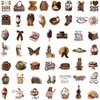 50 Piezas de Chocolate Chica de Chocolate Lindo Dibujo Animado Cuaderno Patineta Impermeable Manual Pegatinas Decorativas de PVC