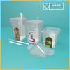 Vaso de plástico para alimentos Caixin Pp, para té, zumo de fruta, zumo de arándano, cuadrado, 350 ml, con adhesivo en molde