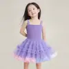 Vestido de Niña con Lazo Estilo Verano 2025 Vestido de Tirantes Elegante para Bebé Color Arcoíris Degradado Vestido Tutú de Princesa