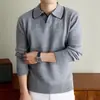 Suéter para Hombre 2026 Otoño/Invierno Nueva Moda Casual Grueso Cálido Tejido Camisa Polo Capa Base para Hombres Jóvenes y de Mediana Edad