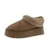 Zapatos de invierno 2025 para mujer, de suela gruesa, sin cordones, forrados de felpa, de algodón, para mujeres petites, mocasines cálidos y acogedores