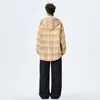 Camisa de Manga Larga con Capucha a Cuadros Estilo Retro Americano para Mujer, Camisa con Capucha Holgada de Marca de Moda Otoñal, Top Casual de Abrigo