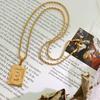Colar com pingente quadrado de carta transfronteiriça minority ins vento frio versátil feminino aço inoxidável joias por atacado