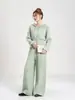 Conjunto de punto con capucha de estilo universitario, moderno y fresco, para mujer, nuevo conjunto de dos piezas de suéter grueso y pantalones de pierna ancha para otoño e invierno
