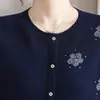 Suéter bordado cor vinho estilo casual para meia-idade, suéter de malha com estampa, manga longa, novo estilo outono e inverno, roupa para mãe, segunda pele
