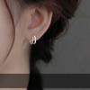 Pendientes de Aro de Doble Capa de Aguja de Plata 925 para Mujer, Nicho Elegante de Alta Gama, Pendientes de Aro Elegantes, Nuevas Explosiones 2025