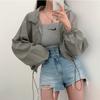 2026 Verano Nueva Chaqueta Corta Deportiva Casual Delgada de Moda con Diseño de Cordón, Ropa Transpirable con Protección Solar para Mujer