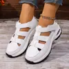 Nuevas Zapatillas Casuales de Velcro con Cuña Hueca Estilo Comercio Exterior para Mujer, Nuevas Sandalias Versátiles de Color Sólido con Suela Gruesa para Verano 2026
