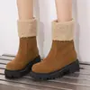 Botines botas Amazon de comercio exterior caña corta nuevas talla grande botas de nieve botas de mujer europeas y americanas con vuelta botas de algodón tacón grueso