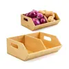 Caixa de Armazenamento de Frutas de Bambu e Madeira em Estoque, Caixa de Armazenamento de Alimentos Compartimentada para Mesa, Prateleira Organizadora de Legumes e Temperos para Cozinha