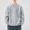 Suéter de manga larga con etiqueta pequeña bordada estilo japonés vintage para hombre, jersey de cuello redondo de marca de moda de otoño, top holgado para hombre y mujer que combina con todo.