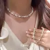 Collar de Perlas con Cuentas de Cristal Irregulares, Fresco y Elegante, Cadena para Clavícula de Estilo Suave y Dulce, Collar de Diseño Único para Mujeres