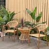 Mesas y Sillas de Exterior, Sillas de Mimbre, Mesas y Sillas de Té para Jardín de Balcón, Sillas Chinas de Ocio al Aire Libre, Combinación de Mesa y Sillas para Patio Exterior