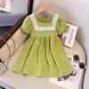 Vestido de Encaje para Niña Verano Celebridad de Internet Mangas Abullonadas Niña Pequeña Estilo Coreano Bebé Falda Dulce Lazo