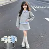 Conjunto de Sudadera con Falda de Moda Otoñal Estilo Coreano para Niñas, Nuevo Conjunto Casual de Dos Piezas de Moda, Ropa Infantil