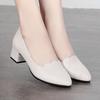 Zapatos de tacón grueso de tacón medio de cuero suave de moda con boca poco profunda para estar de pie mucho tiempo sin fatigar los pies, para el trayecto diario, zapatos de vestir para mujeres de mediana edad, zapatos para madre