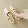 Populares zapatos Mary Jane franceses para mujer de tacón bajo 2026, elegantes zapatos de cuero con tacón grueso, nuevos zapatos de otoño poco profundos de punta cuadrada