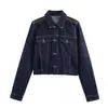 Para Comercio Exterior Transfronterizo Europeo y Americano Ropa de Mujer Aliexpress Más Vendido Otoño Chaqueta Efecto Cuero Denim Conjunto de Dos Piezas