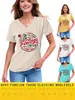Camiseta de Verano de Manga Corta con Cuello en V para Mujer de Tallas Grandes (100 kg), con Diseño y Estampado Únicos, Top Adelgazante