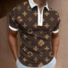 Camisa polo de manga corta con cremallera informal de moda con estampado digital para hombre, nueva camisa de solapa de primavera y verano de Amazon, comercio exterior