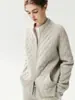 Cárdigan de cachemira grueso y holgado, chaqueta de punto casual con cremallera de doble capa engrosada de cachemira para bebé para mujer
