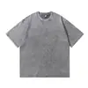 Camiseta de manga corta para hombre, estilo americano moderno, desgastada, 100% algodón lavado, corte holgado para jóvenes, transfronteriza de Amazon, 230g