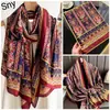 Bufanda Nueva de Seda Simulada, Bufanda Larga de Brocado, Moda Primavera y Otoño, Versátil Chal de Protección Solar de Verano, Turbante