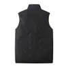 Chaleco grueso de algodón con forro polar para hombre, estilo otoño e invierno, cuello alto, acolchado y repujado, cálido, con forro de lana de cordero, adecuado para padres de mediana edad y mayores