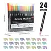 Caneta Outline de Linha Dupla Sonhadora Transfronteiriça 48 Cores Caneta Metálica DIY Planner Colorido Marcador Caneta de Pintura para Cartão de Natal