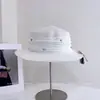 Broca de Unha Fita Plissada Chapéu de Aba Reta Fashionável Verão Feminino Elegante Versátil Temperamento Cartola Proteção Solar Sombra Chapéu de Palha Tendência