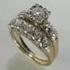 Anillo de Dos Piezas con Diamantes de Moda de Diseño de Nicho Retro Nuevo Transfronterizo Europeo y Americano Creativo Personalizado al por Mayor