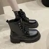 Botines Martin de Suela Gruesa Estilo Retro Británico para Mujer 2026 Nuevo Estilo Otoño/Invierno con Forro de Terciopelo Espeso Versátiles de Moda Botines Zapatos para Mujer