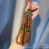 Cadena para Teléfono de Madera de Águila Zakiram Combinada con Cuentas Redondas de Cinabrio, Raíz de Bodhi Combinada con Llavero de Flor de Fantasma de Montaña Cadena para Teléfono