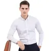 Camisas de Hombre de Gama Alta, Ropa para Hombres de Negocios, Camisa de Manga Larga Elástica de Fibra de Bambú, Ropa de Trabajo Profesional, Camisas Blancas, Logo Bordado al por Mayor