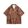 Camisa floral de gola cubana tailandesa para homens e mulheres, camisa solta retrô havaiana de férias, casal solto, praia, manga curta