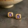 Pendientes Originales de Nuevo Estilo de Cristal Púrpura Natural de Dragón Cuerpo Completo Chapado en Plata de Ley 925 Oro Grueso Transfronterizos Pendientes de Moda de Lujo Ligero Venta al por Mayor