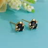 Pendientes de botón de gato con diamantes rojos estilo coreano lindos pendientes pequeños de botón de gato de moda pendientes de cobre blanco chapados en oro rosa multicolor