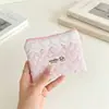 65221 Bolsa de Armazenamento Acolchoada Listrada Rosa com Borda de Coração de Renda, Necessaire para Material Escolar e Itens Diversos, Porta-Moedas