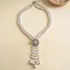 Collar de perlas en capas con cuentas transfronterizo europeo y americano, cadena para la clavícula estilo fiesta vintage, lujo ligero, accesorio versátil de alta gama para mujer
