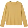 Top de camiseta suave y fino para mujer, holgado de manga larga, principios de otoño, cuello redondo, adelgazante, adecuado como capa interior